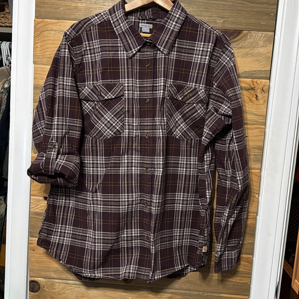 Carhartt‎ Ladies Button Down Plaid Long Sleeve Plus Size Shirt XXL - Picture 4 of 6